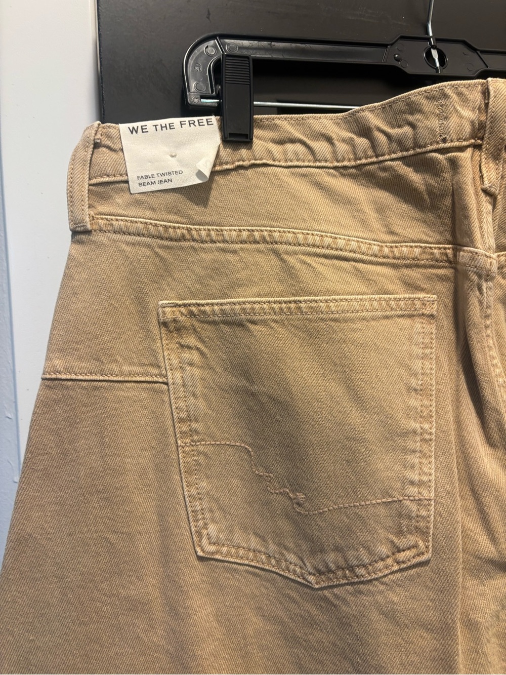 Free People We The Free Fable Low-Rise Twisted Bowed Jeans 32 Oat Latte NWT - Picture 13 of 17